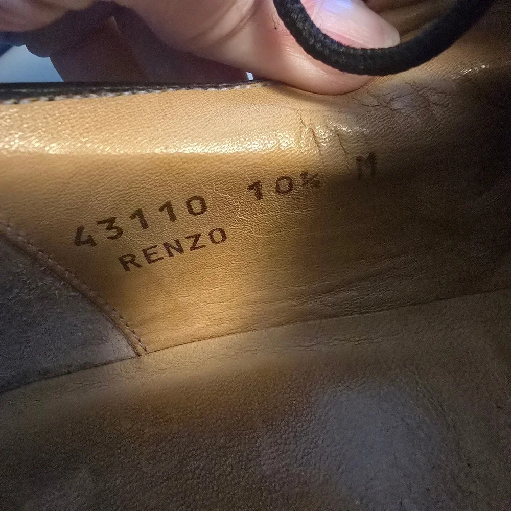 Bruno Magli Renzo Black Leather Apron Toe Derby Shoes Mens 10.5 M Made‎ in Italy